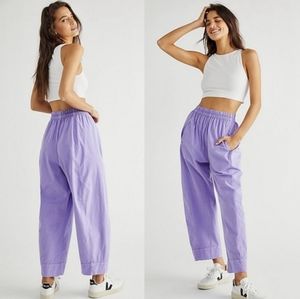Free People Preppy Poplin Pull on Pants Lilac Purple